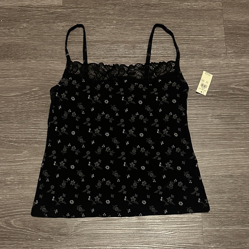 Aerie Black Camisole with Delicate Lace